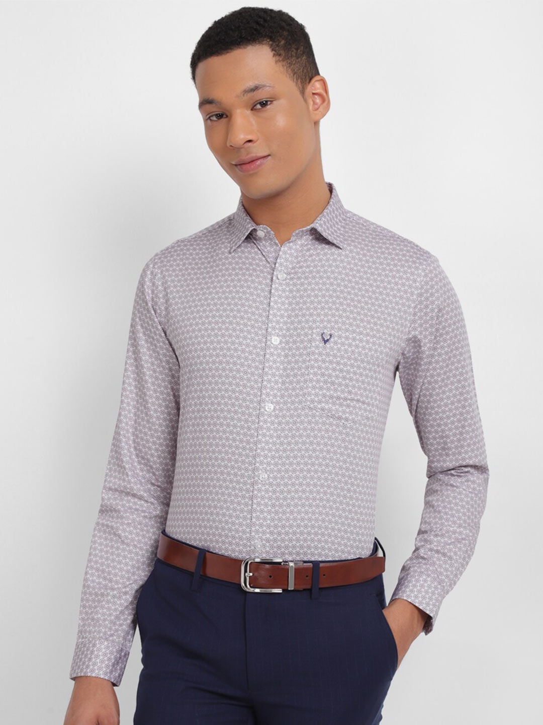 

Allen Solly Slim Fit Micro Ditsy Printed Cotton Formal Shirt, Grey