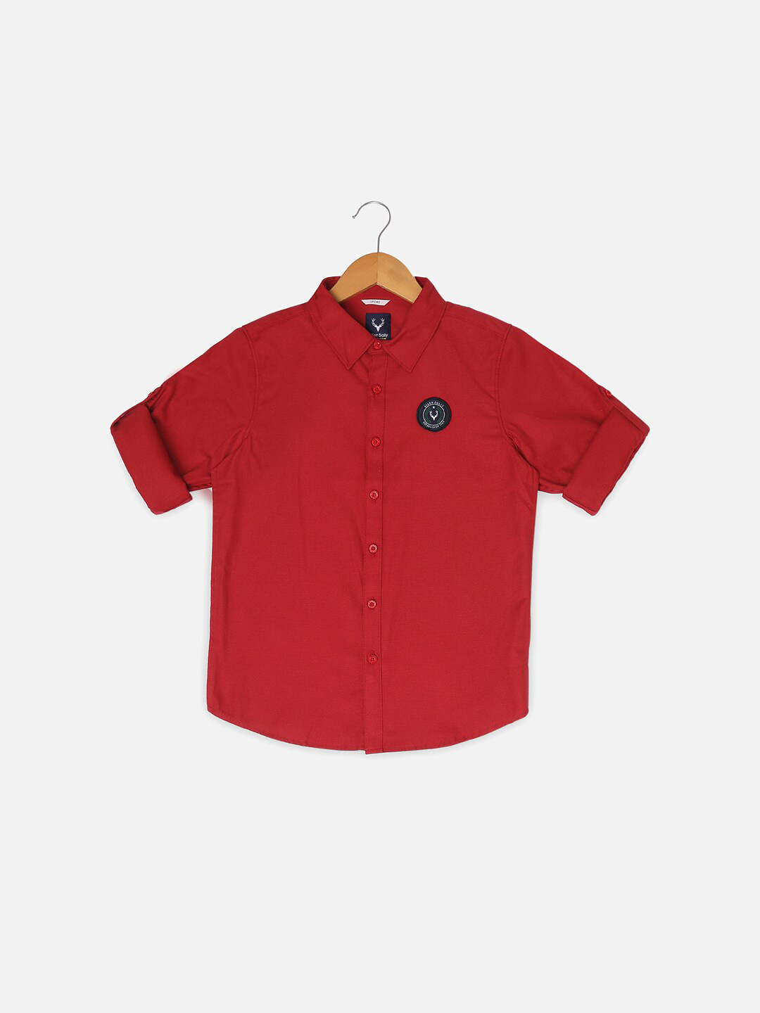 

Allen Solly Junior Boys Slim Fit Textured Self Design Casual Shirt, Red