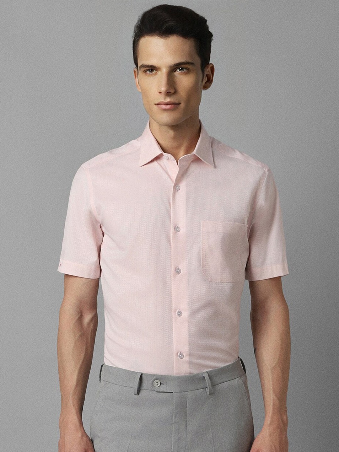 

Louis Philippe Micro Ditsy Printed Regular Fit Cotton Formal Shirt, Pink