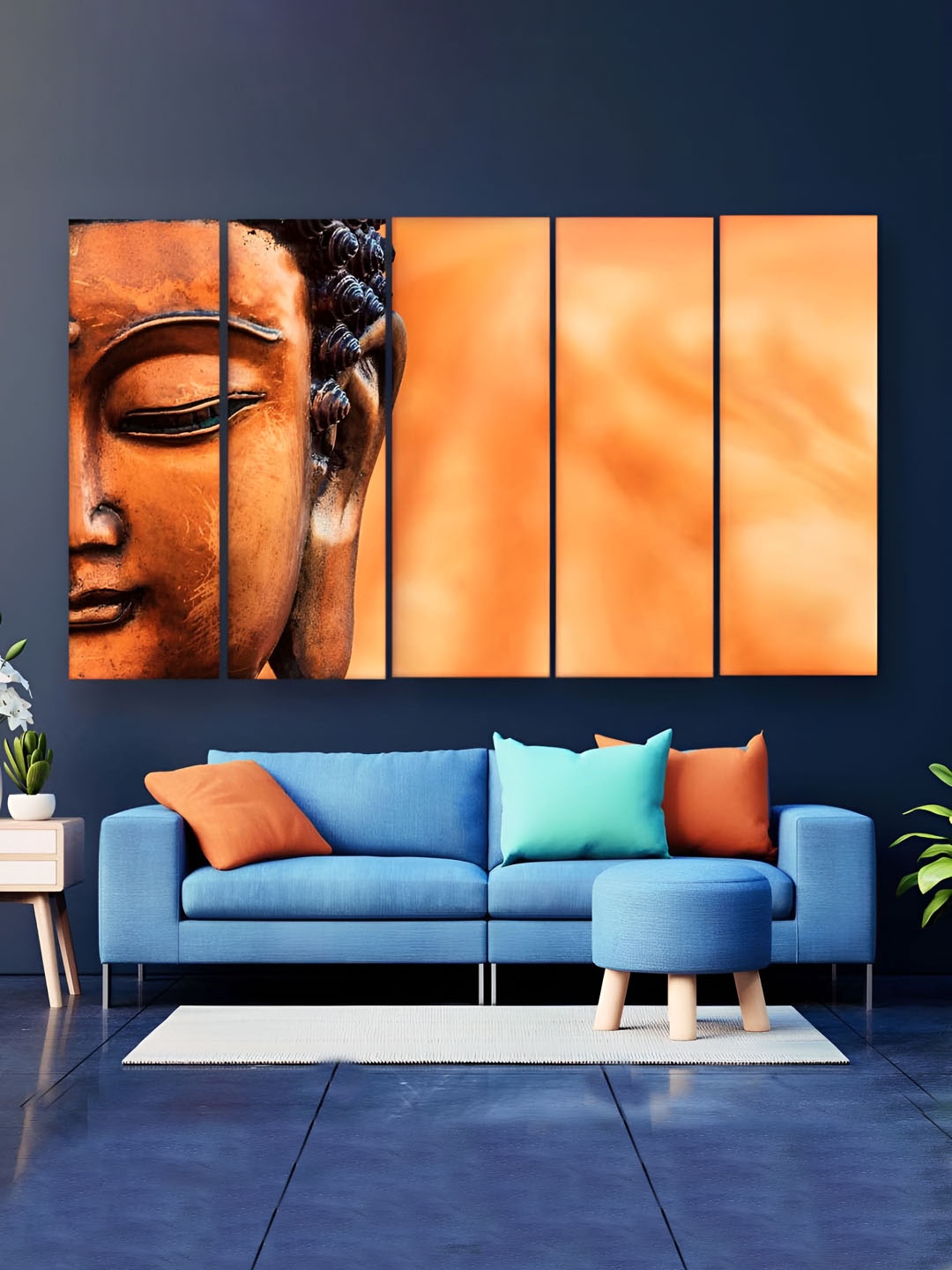 

Casperme 5 Pieces Orange Buddha Wooden Wall Art