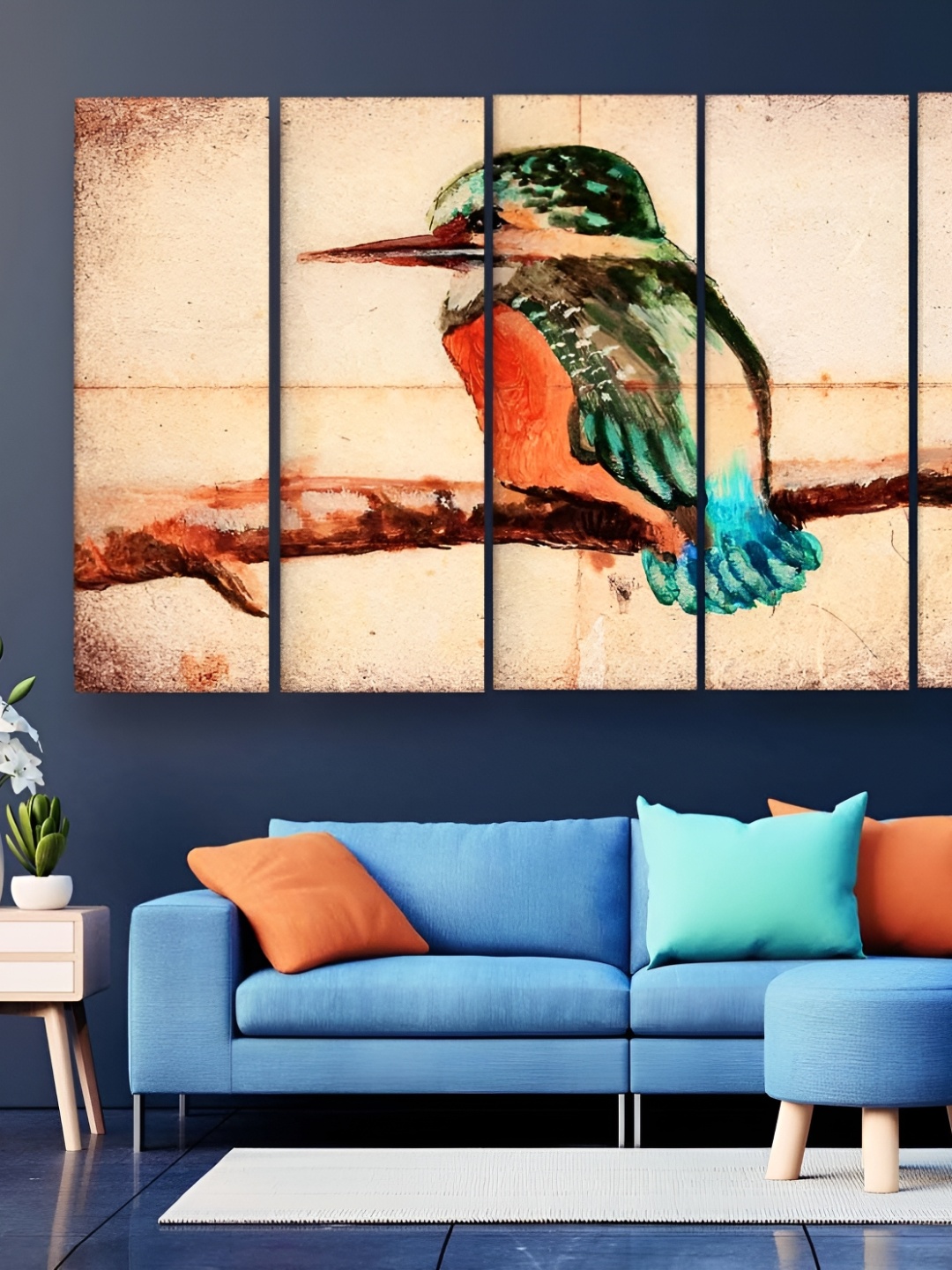 

Casperme 5 Pieces Green & Orange Abstract Wooden Wall Art