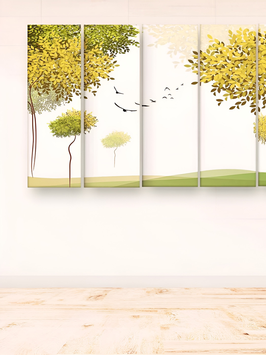 

Casperme 5 Pieces White & Lime Green Wooden Wall Art