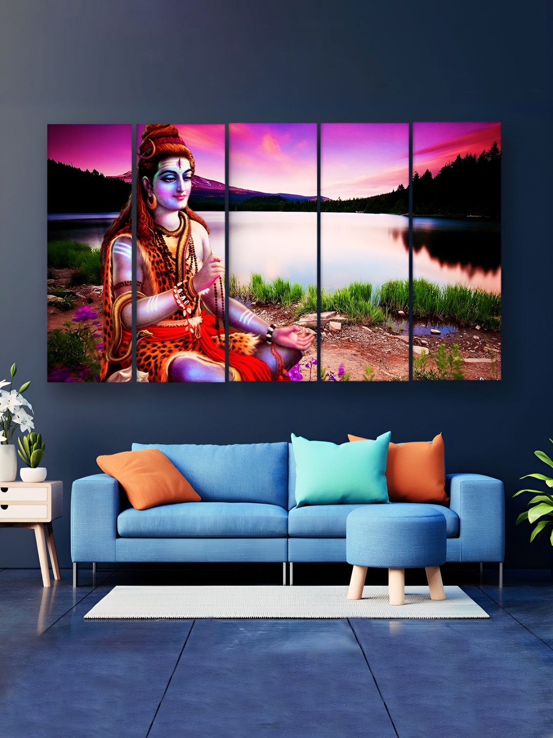 

Casperme 5 Pieces Pink & Grey Lord Shiva Wooden Wall Art