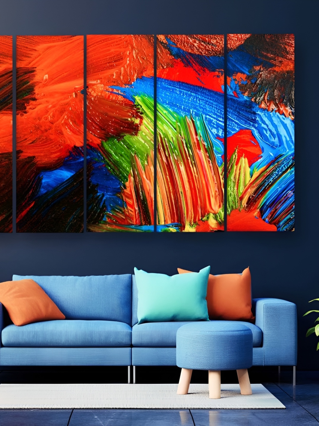 

Casperme 5 Pieces Red& Blue Colored Painting Wooden Wall Art