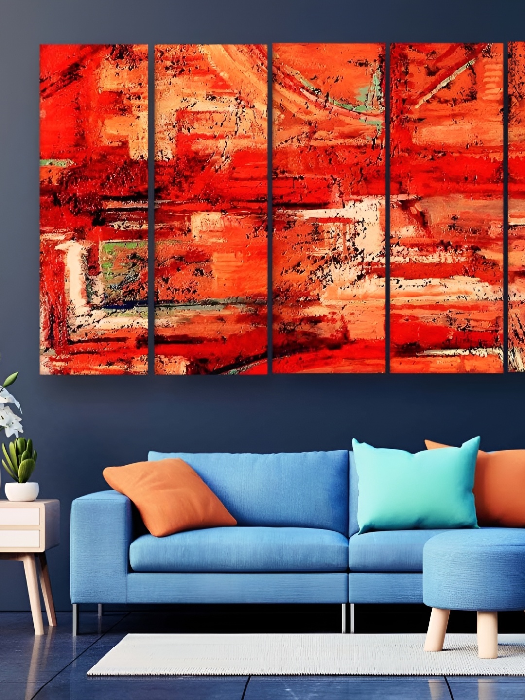 

Casperme 5 Pieces Orange Colored Abstract Wooden Wall Art