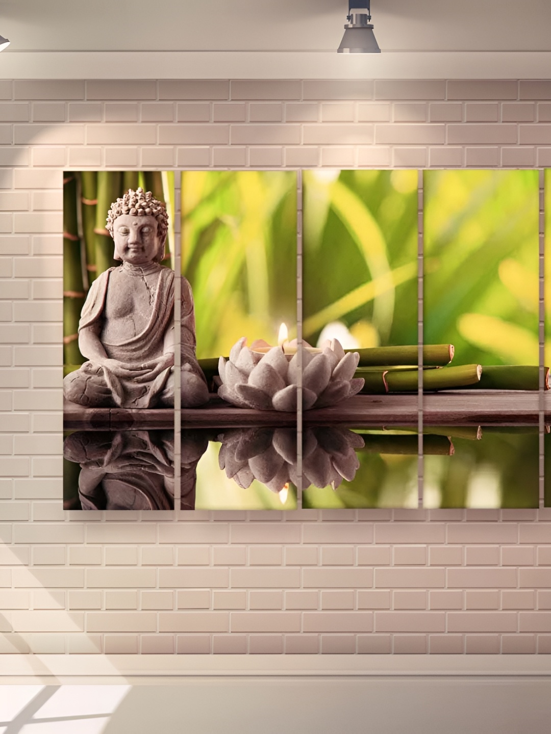

Casperme 5 Pieces Grey & Green Buddha Wooden Wall Art