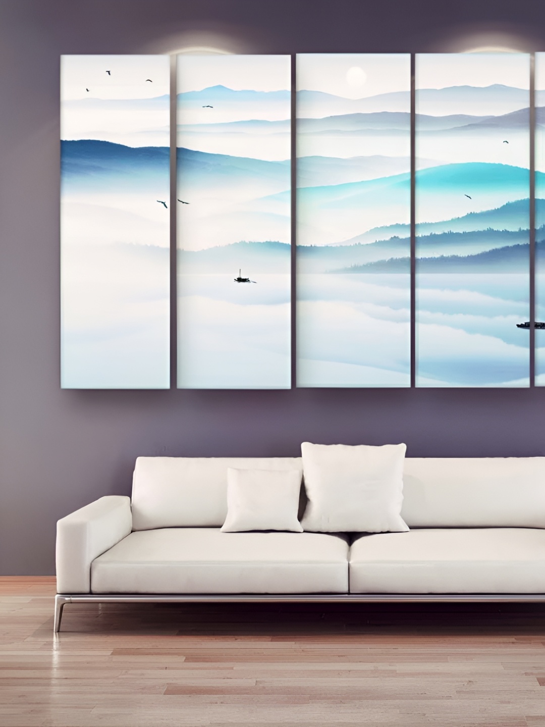

Casperme 5 Pieces Turquoise Blue & White Colored Floral Painting Wooden Wall Art