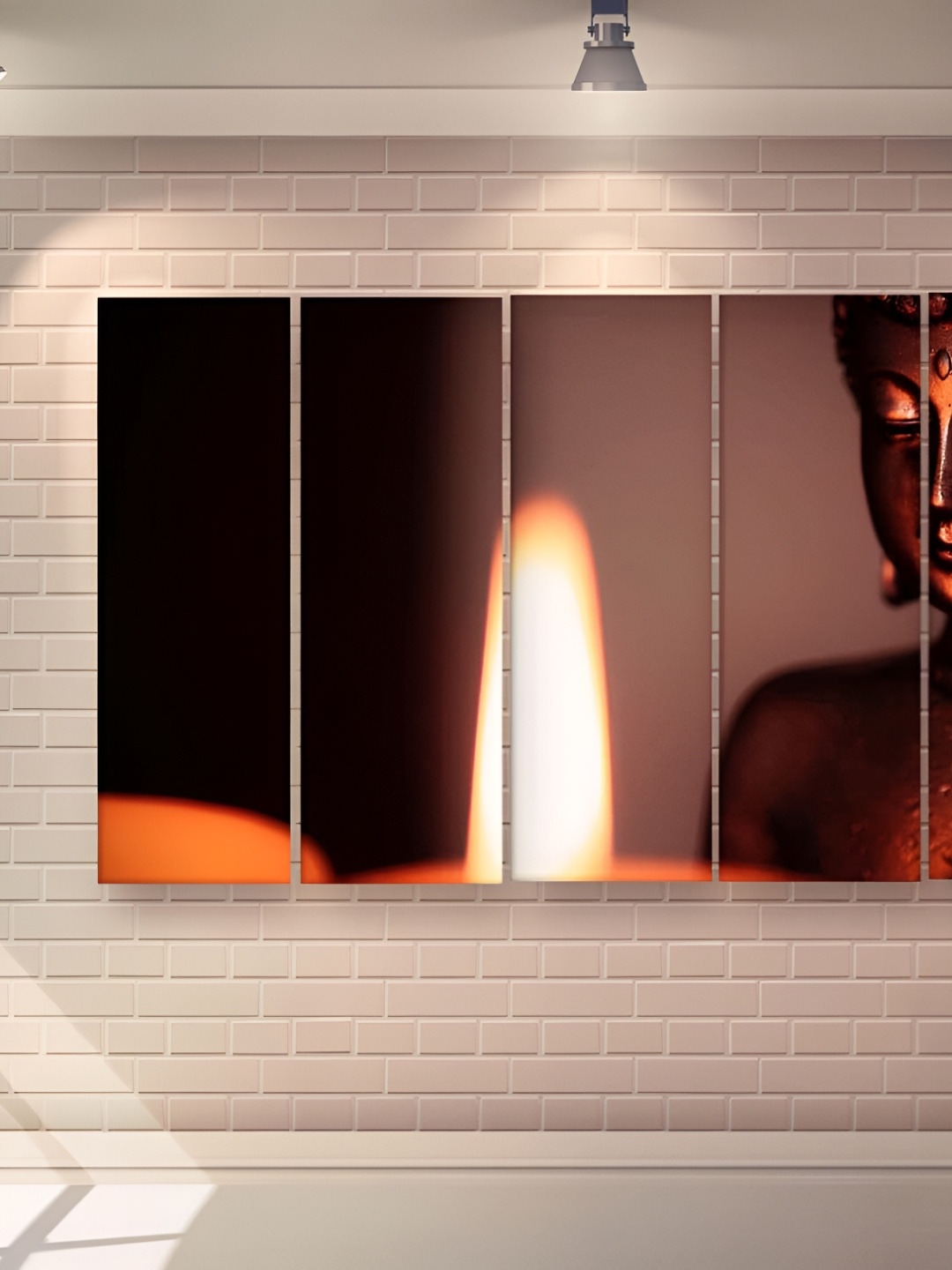

Casperme White & Brown 5 Pieces Wooden Buddha Painting Wall Art