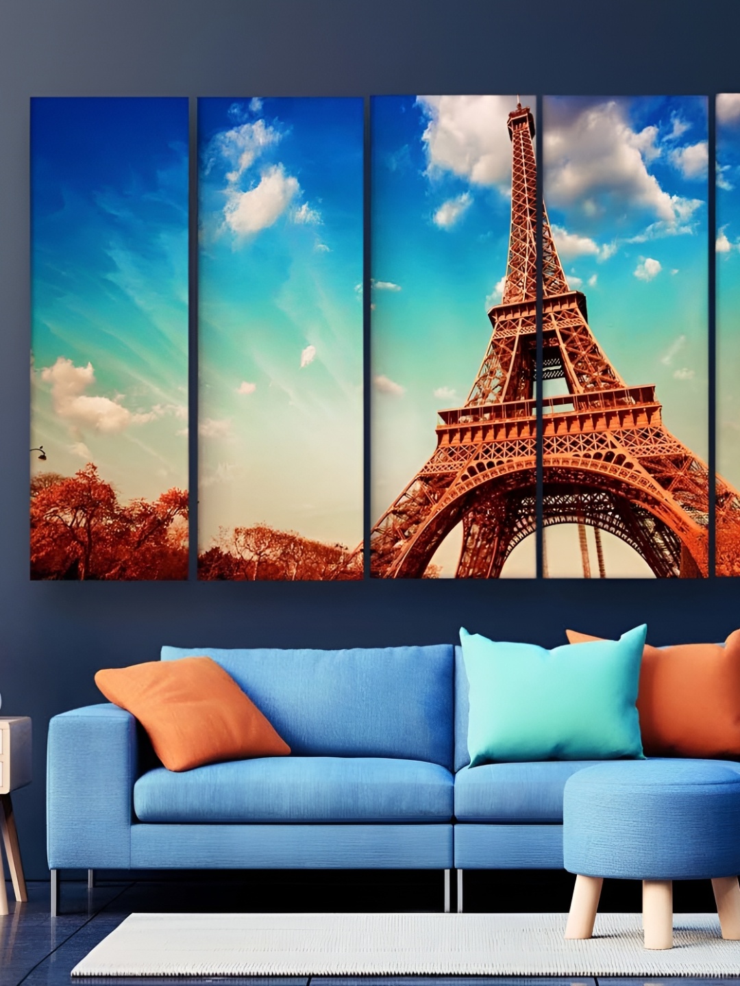 

Casperme Blue & Brown 5 Pieces Abstract Wooden Skyline Big Painting Wall Art