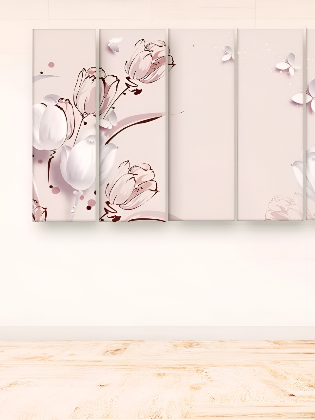 

Casperme White & Cream 5 Pieces Abstract Wooden Floral and Botanical Painting Wall Art