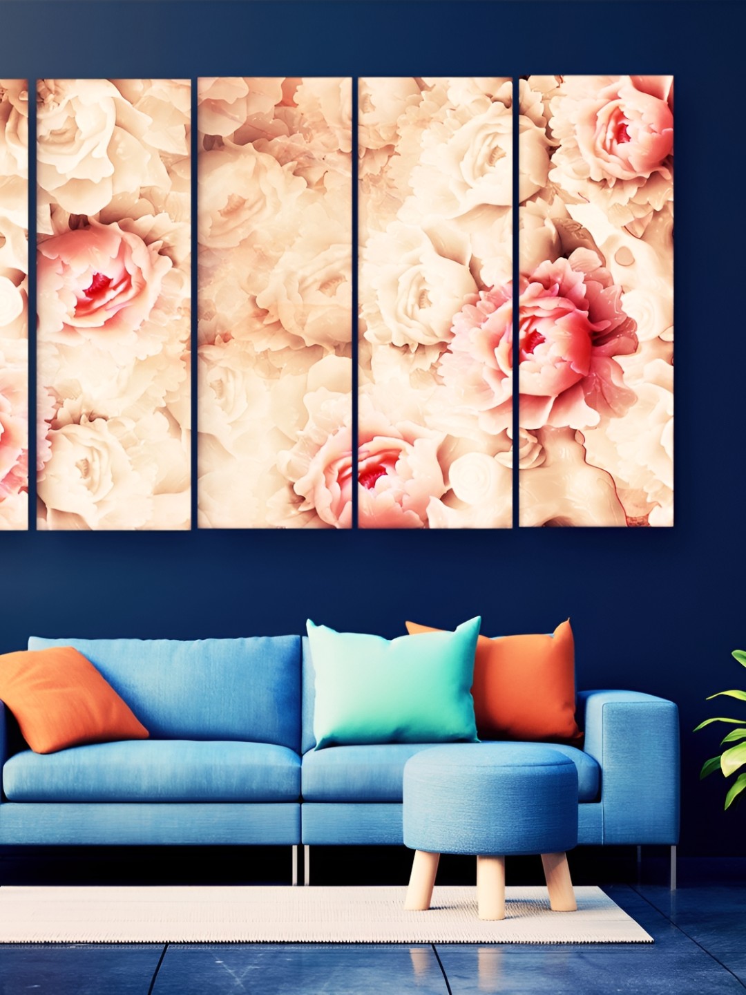

Casperme Peach & Pink 5 Pieces Wooden Floral and Botanical Painting Wall Art
