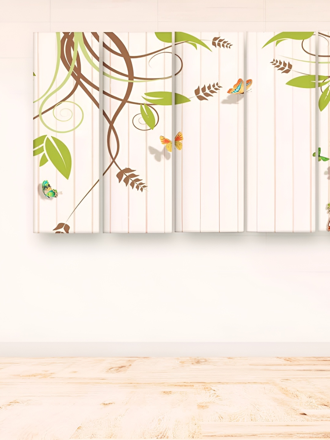 

Casperme White & Green 5 Pieces Wooden Floral and Botanical Painting Wall Art