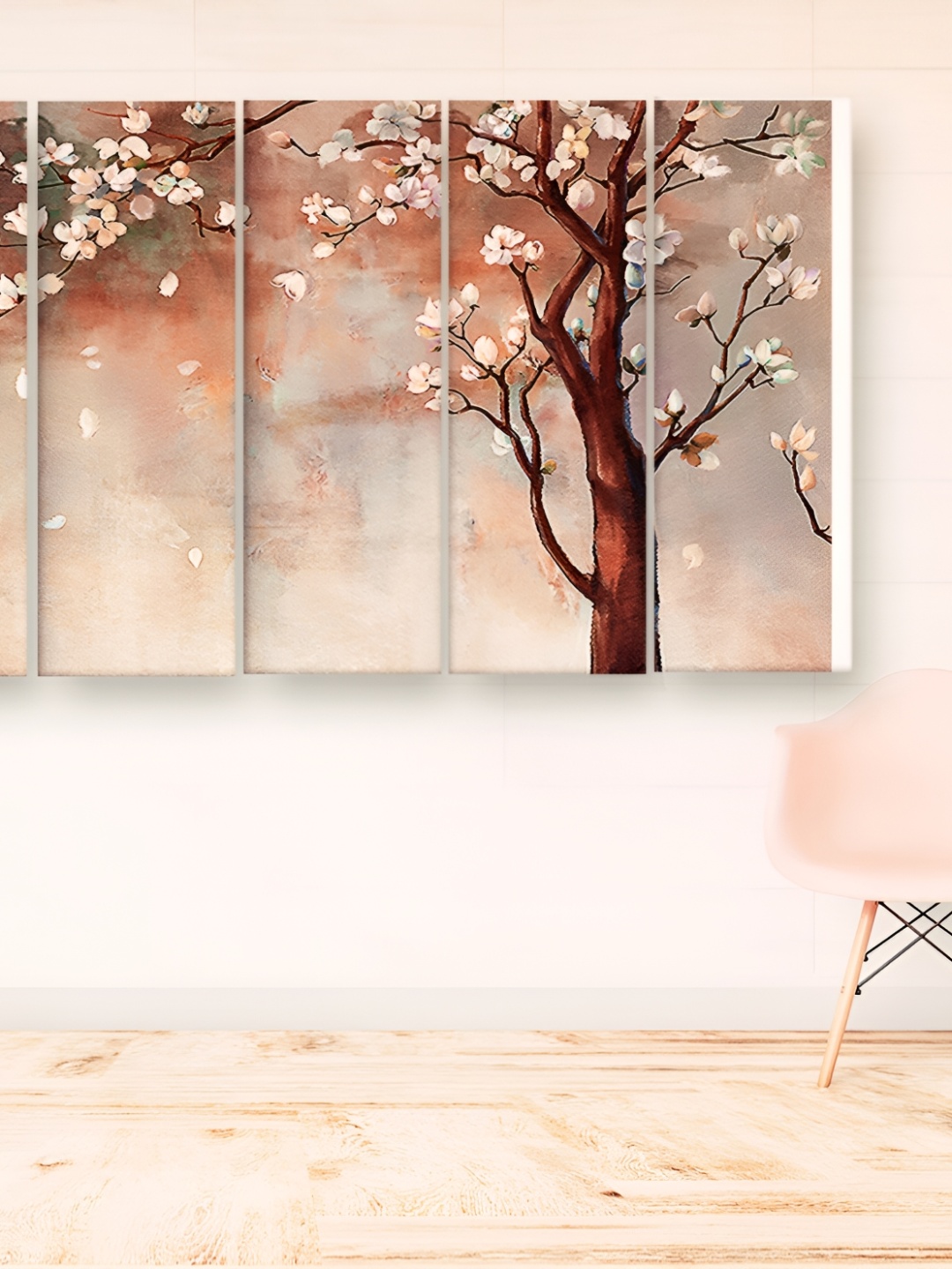 

Casperme Beige & Brown 5 Pieces Modern Art Wooden Wall Arts