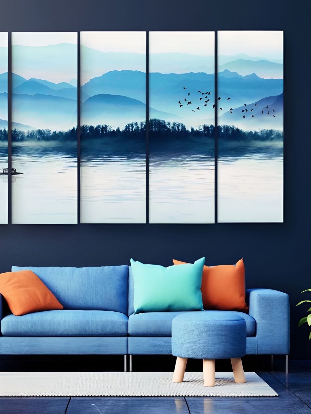 

Casperme Blue & White 5 Pieces Modern Painting Wall Arts