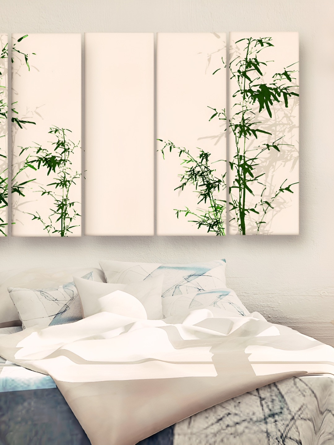 

Casperme 5 Pieces Cream & Green Modern Art Big Wall Painting