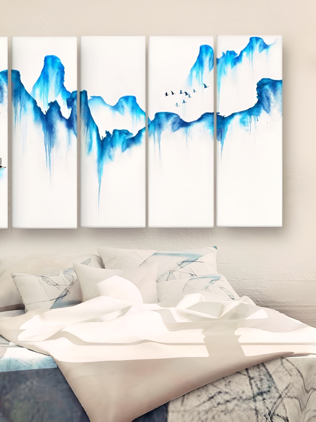 

Casperme White & Blue 5 Pieces Modern Art Big Wall Painting