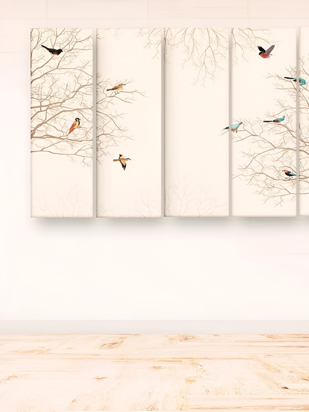 

Casperme Blue & Brown 5 Pieces Modern Art Big Wall Painting, Cream