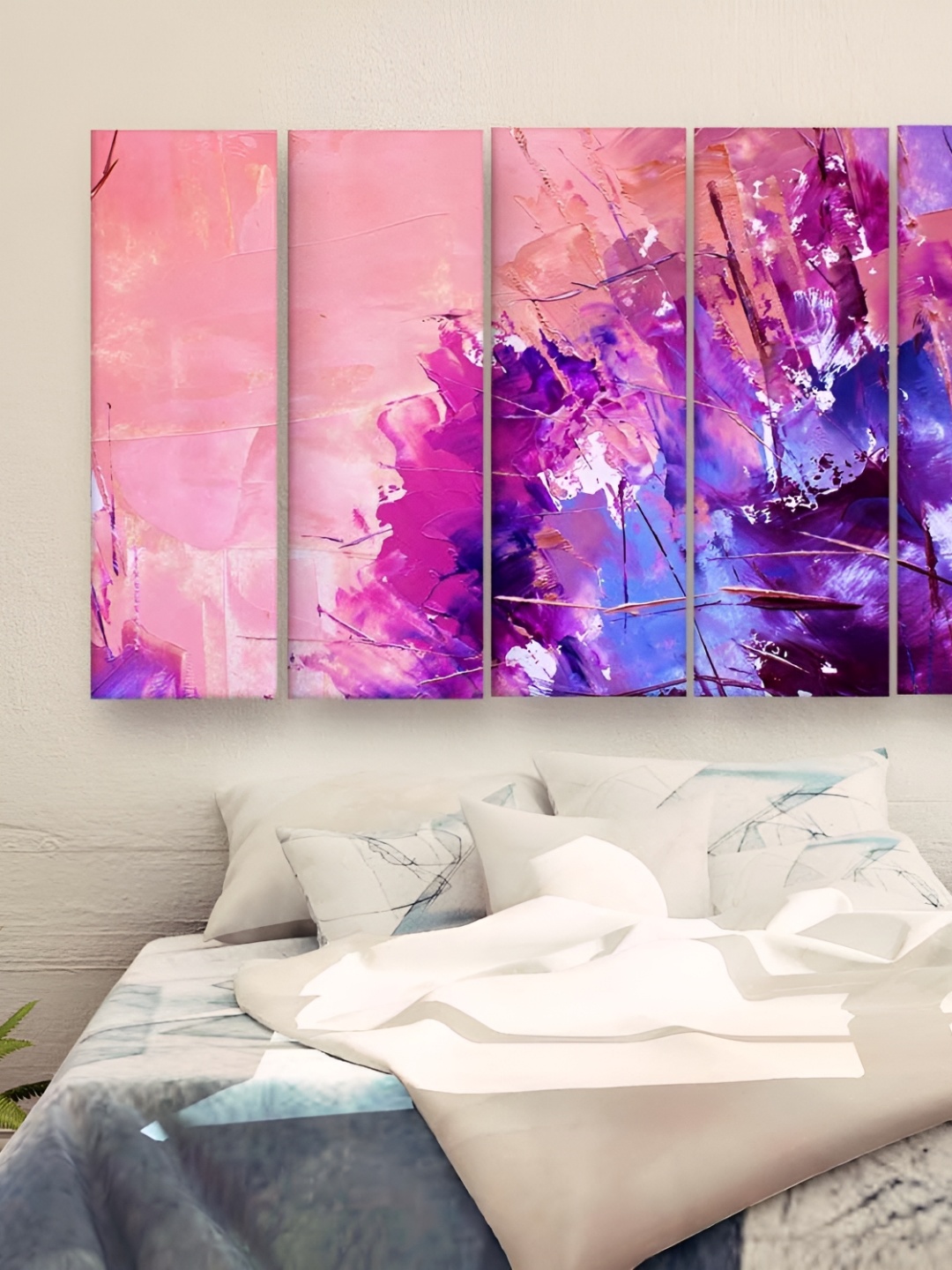 

Casperme Purple & Blue 5 Pieces Abstract Modern Art Wall Painting