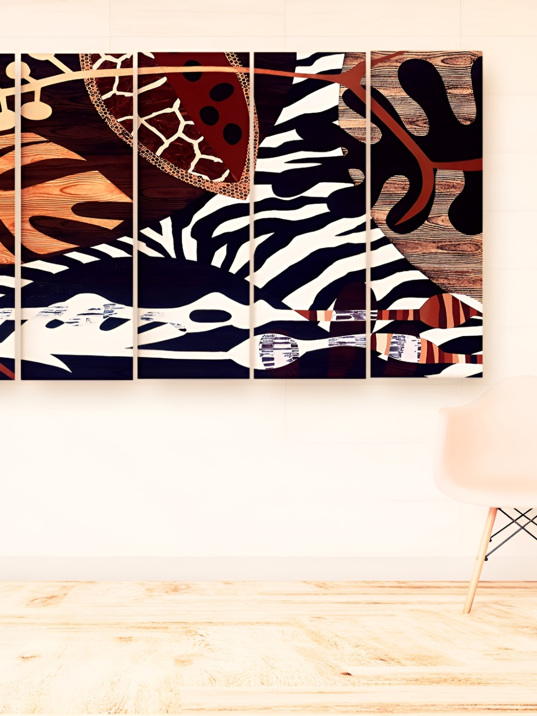 

Casperme Brown & Orange 5 Pieces Modern Art Big Wall Painting