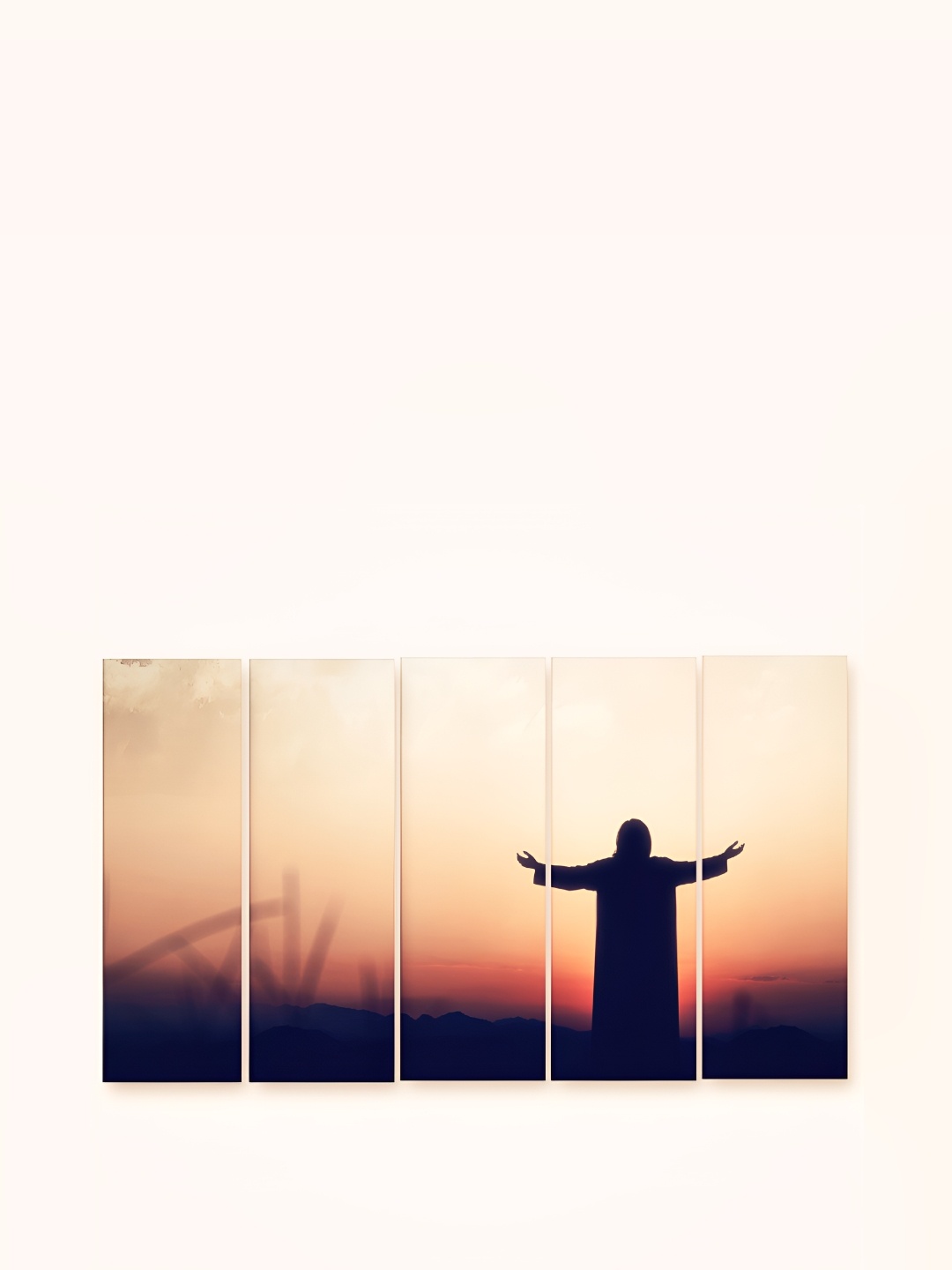 

Casperme 5 Pieces Orange & Black Jesus Wooden Big Wall Painting