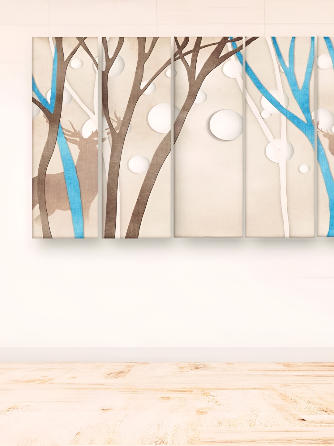 

Casperme 5 Pieces Brown & Cream Wooden Modern Art Big Wall Painting