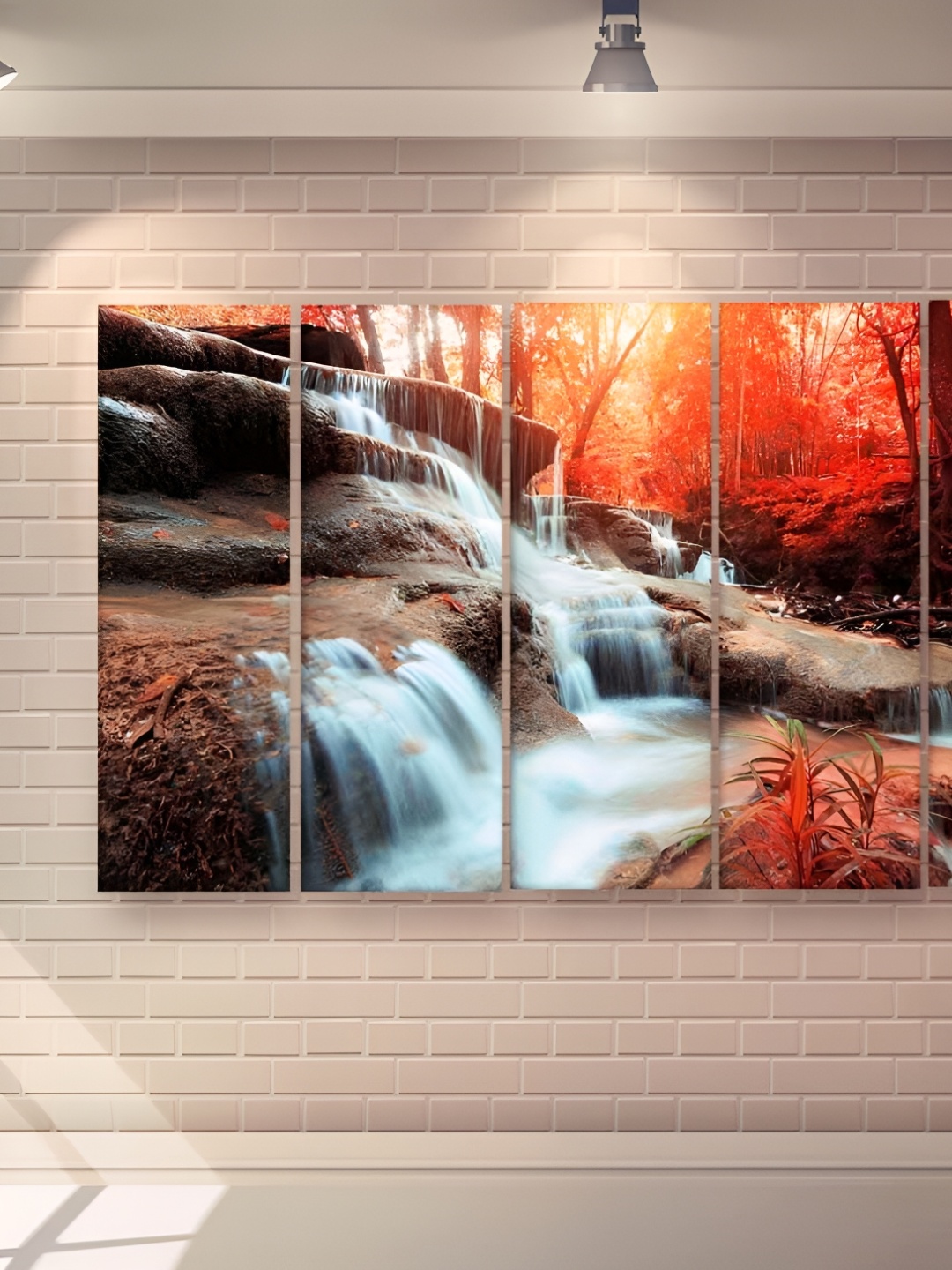 

Casperme 5 Pieces White & Brown Abstract Wooden Modern Art Big Wall Painting