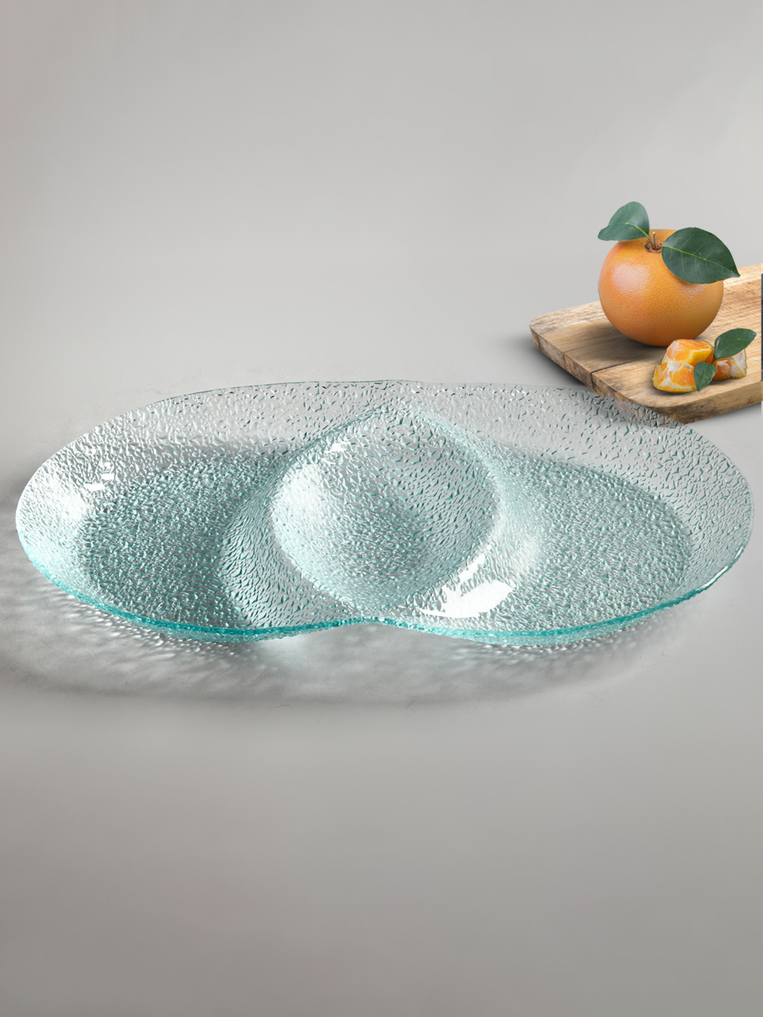

Red Butler Transparent Glass Frosted Texture Oval Serving Platter