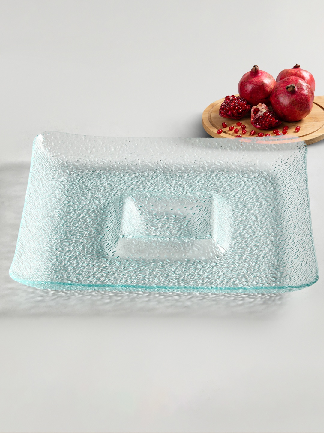 

Red Butler Transparent Glass Frosted Texture Square Serving Platter