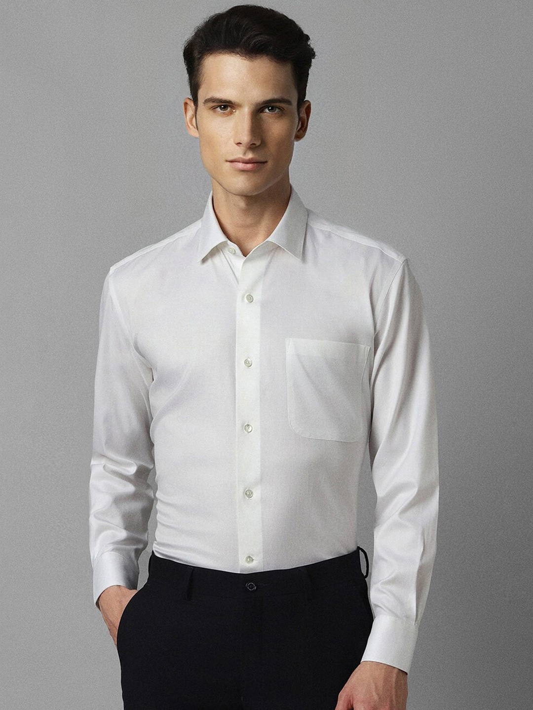 

Luxure by Louis Philippe Spread Collar Pure Cotton Formal Shirt, White