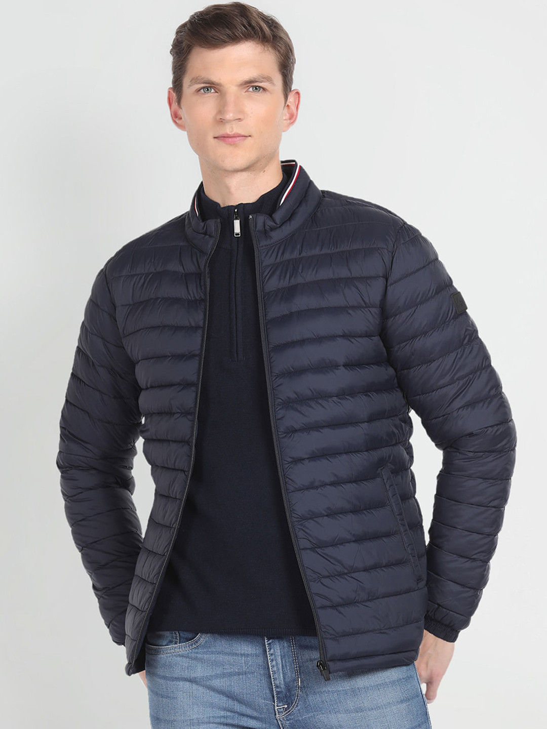

Arrow Sport Mock Collar Puffer Jacket, Navy blue