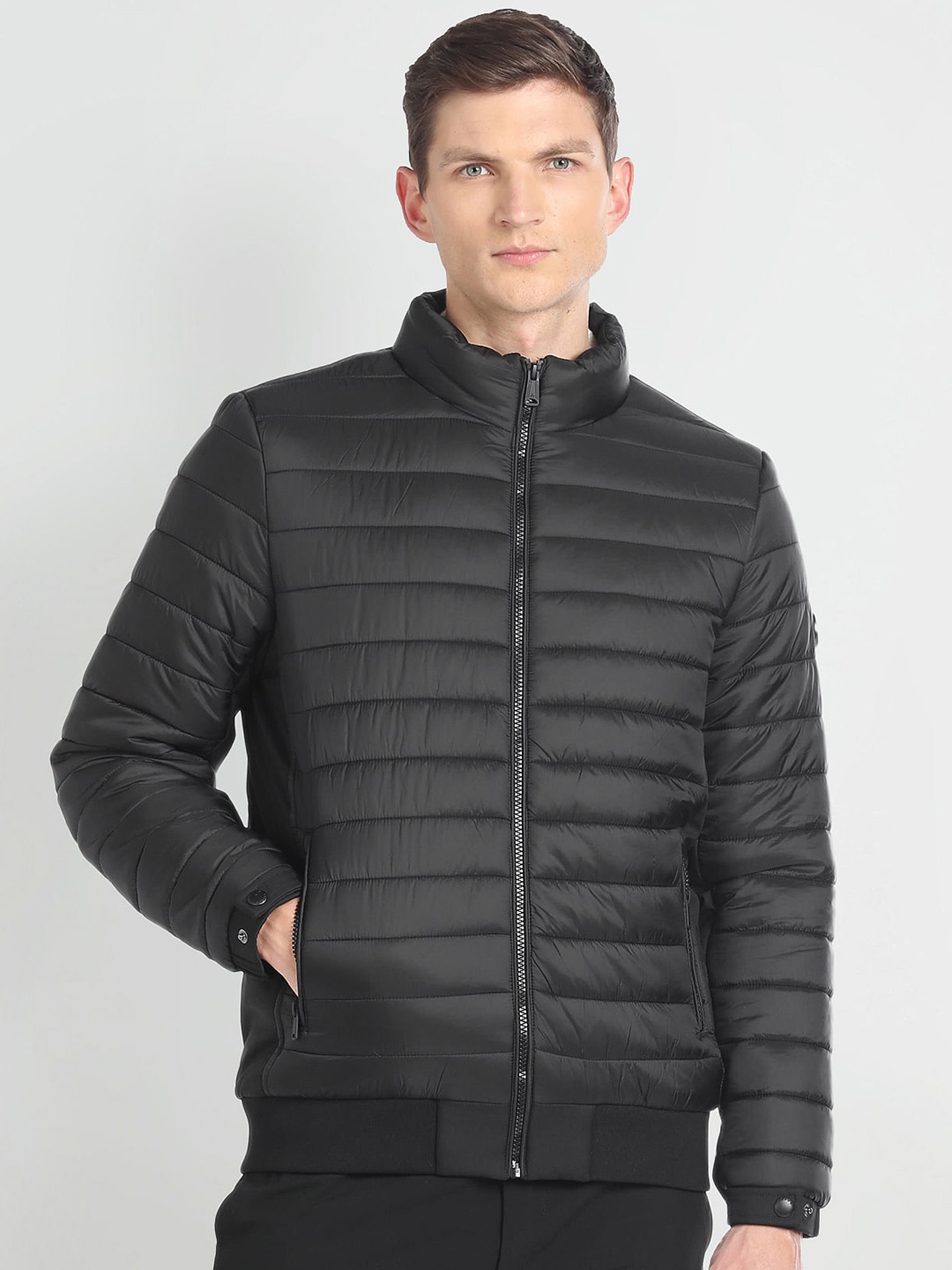 

Arrow Sport Mock Collar Puffer Jacket, Black