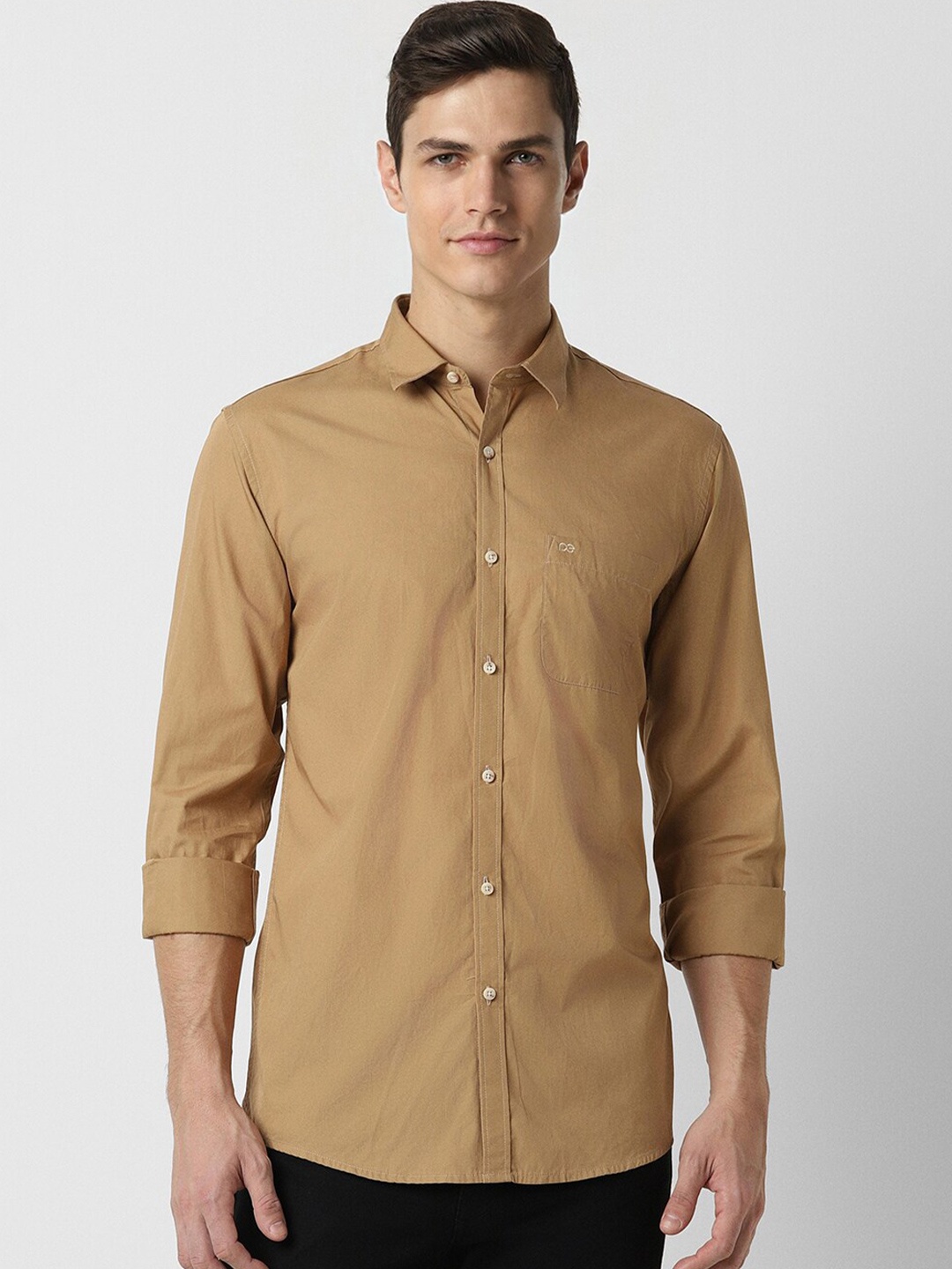 

Peter England Casuals Slim Fit Spread Collar Cotton Casual Shirt, Brown