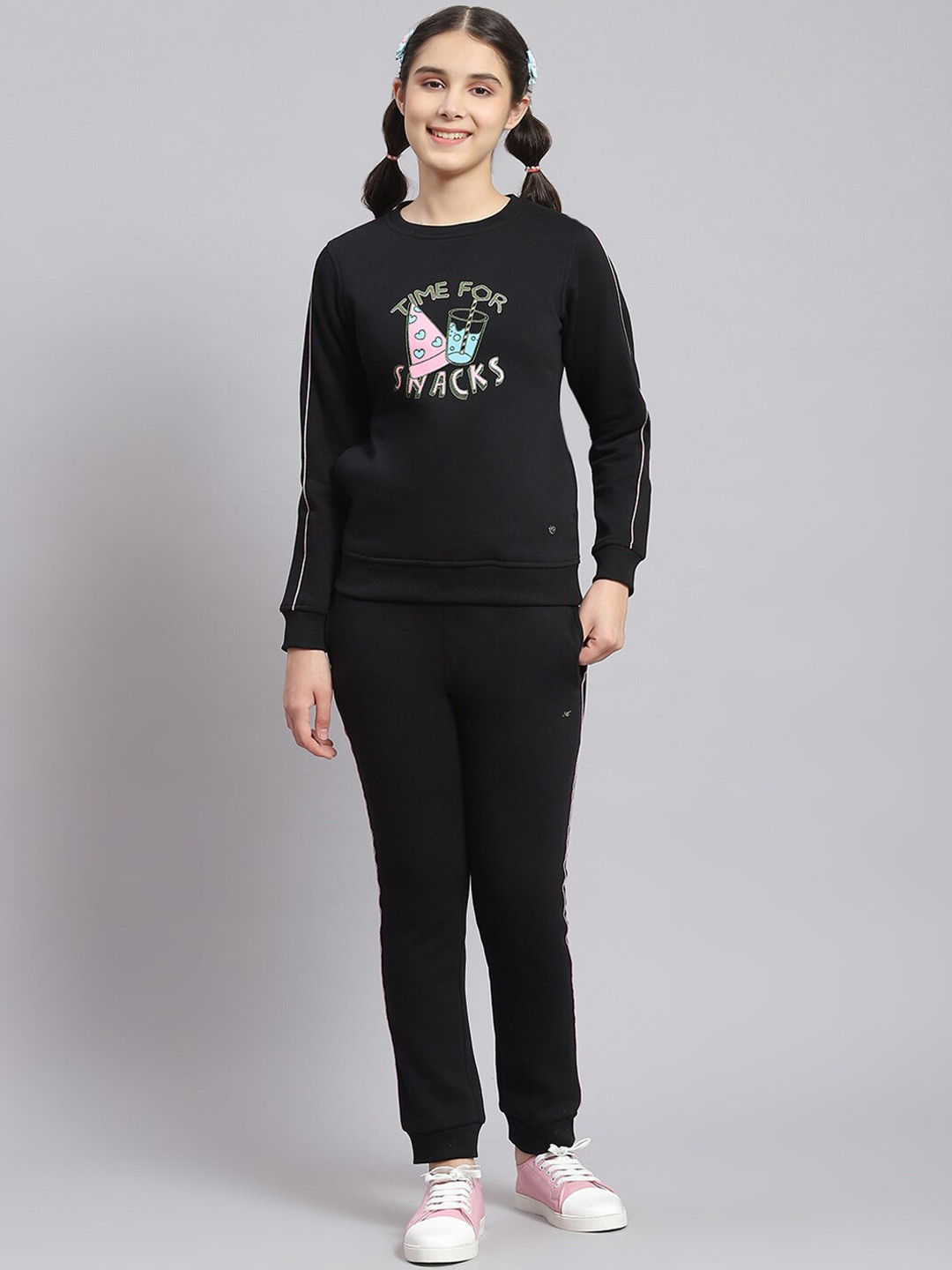

Monte Carlo Girls Graphic Printed Long Sleeve Tracksuit, Black