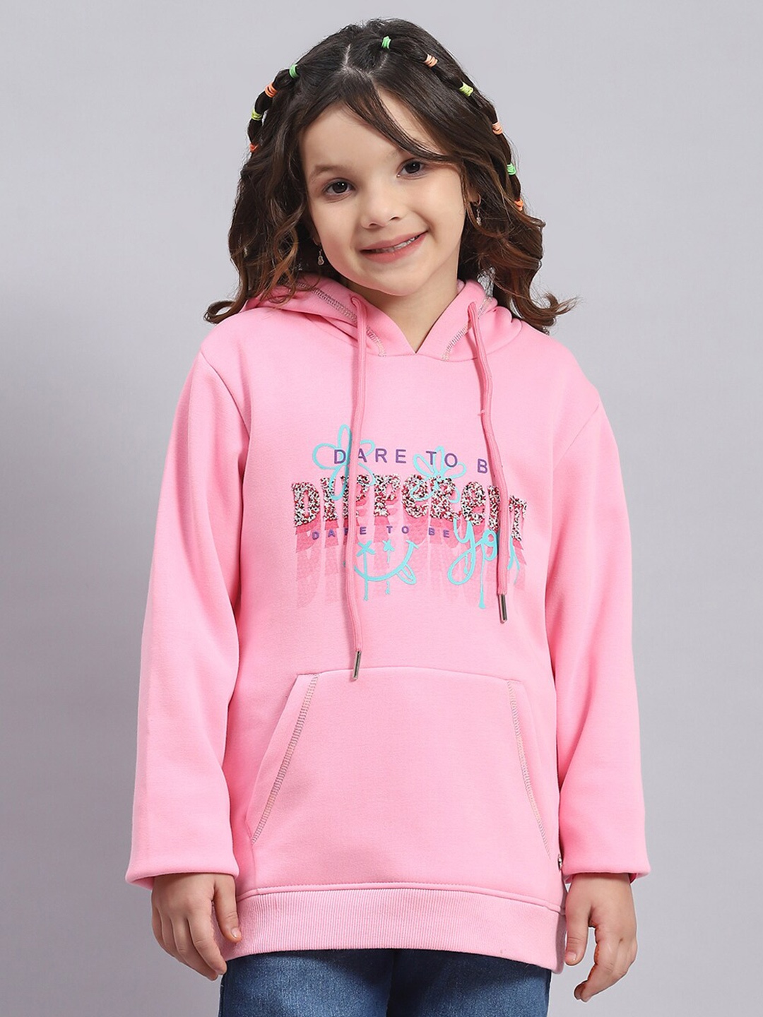 

Monte Carlo Girls Typography Printed Hooded Sweatshirt, Pink