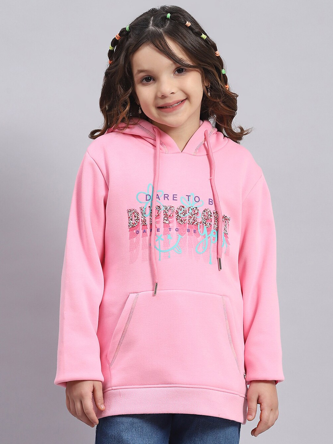 

Monte Carlo Girls Typography Printed Hooded Sweatshirt, Pink