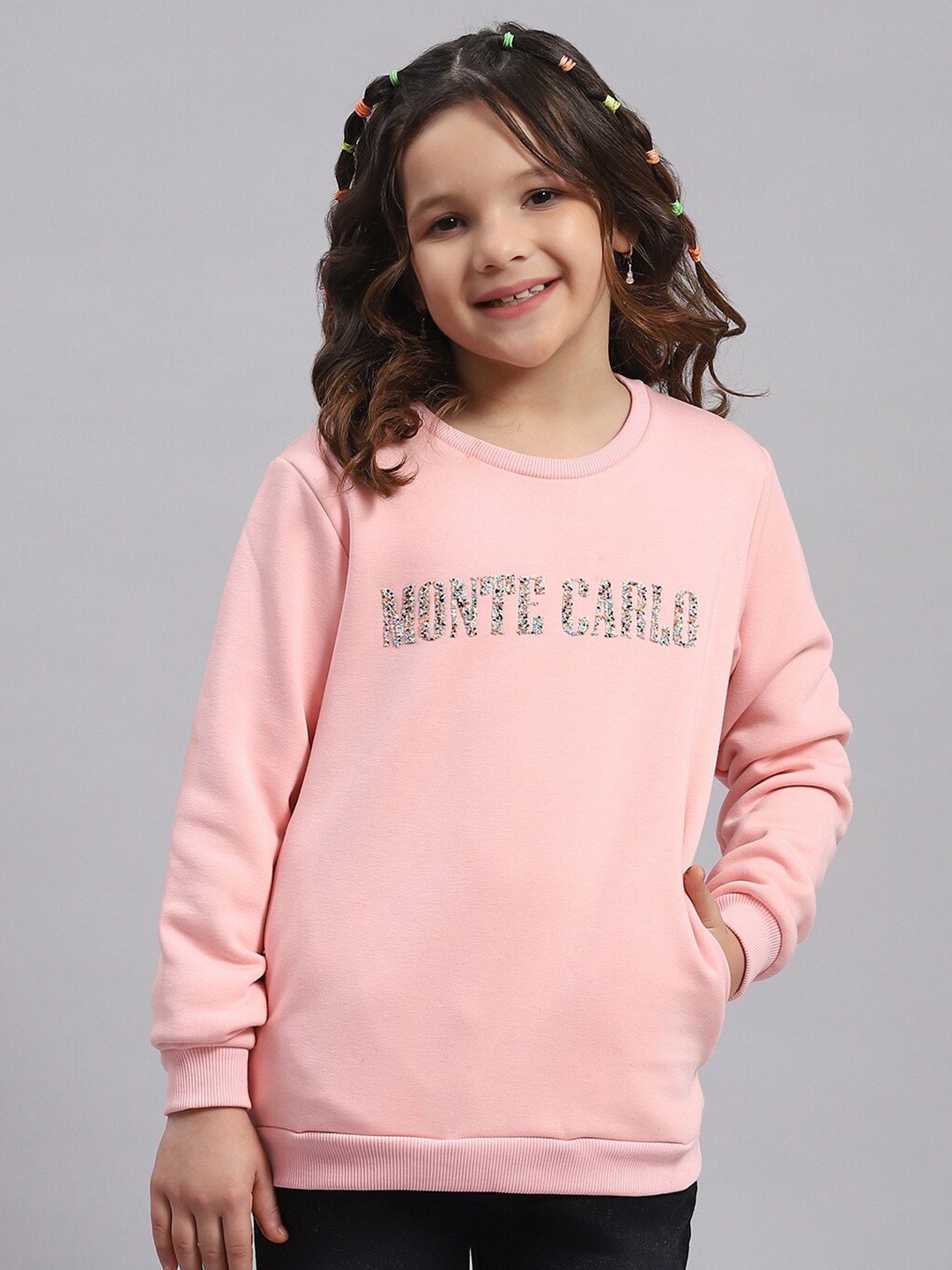 

Monte Carlo Girls Typography Embellished Sweatshirt, Pink