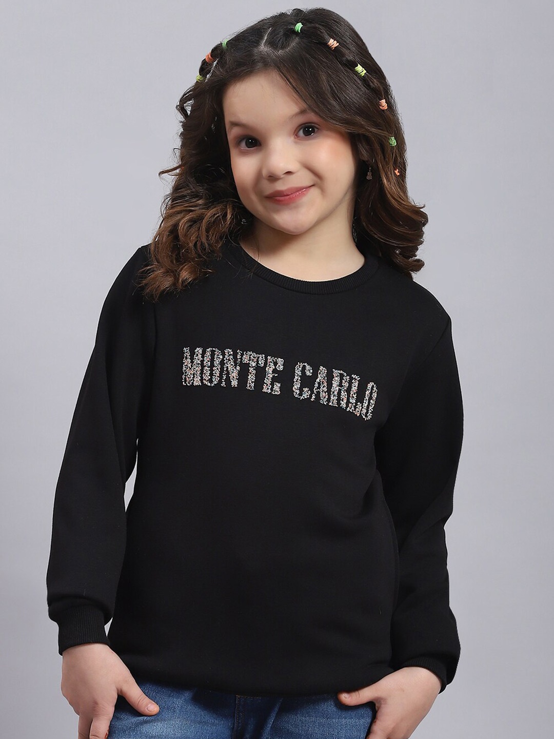 

Monte Carlo Girls Typography Embellished Sweatshirt, Black