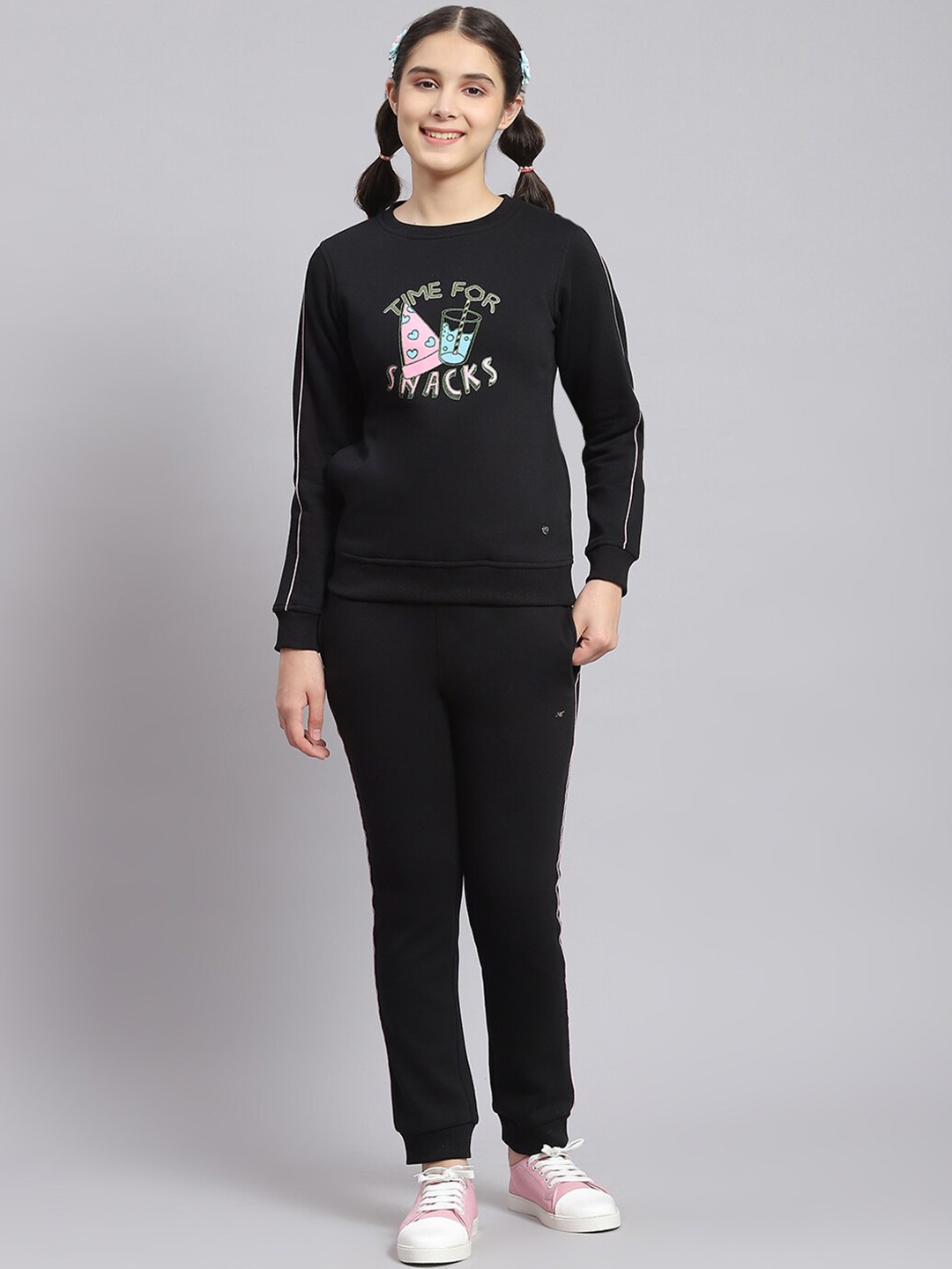 

Monte Carlo Girls Graphic Printed Long Sleeve Tracksuit, Black