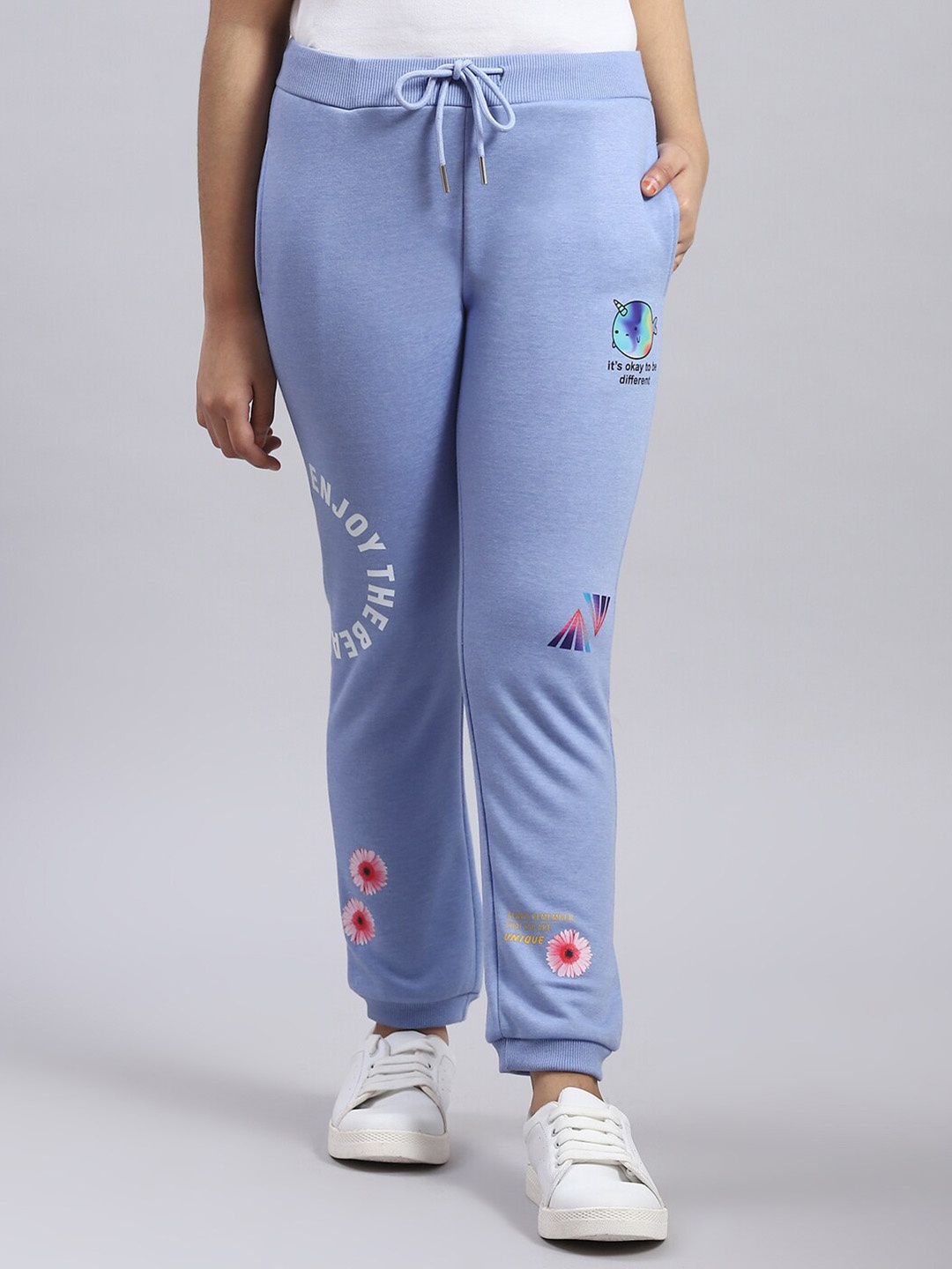 

Monte Carlo Girls Printed Cotton Mid-Rise Joggers, Blue