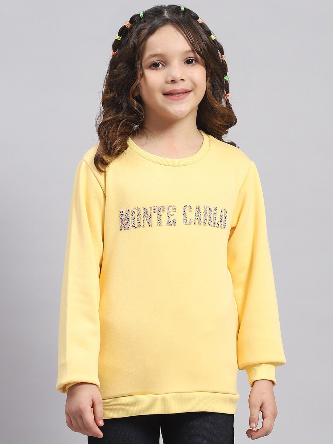 

Monte Carlo Girls Embellished Pullover Sweatshirt, Yellow
