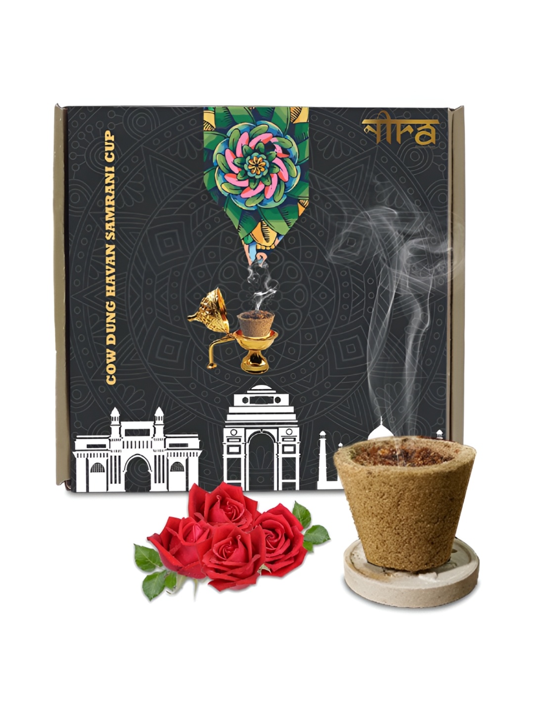 

Nira Fragrances Brown Pure Cow Dung Rose Sambrani Cup-12 nos