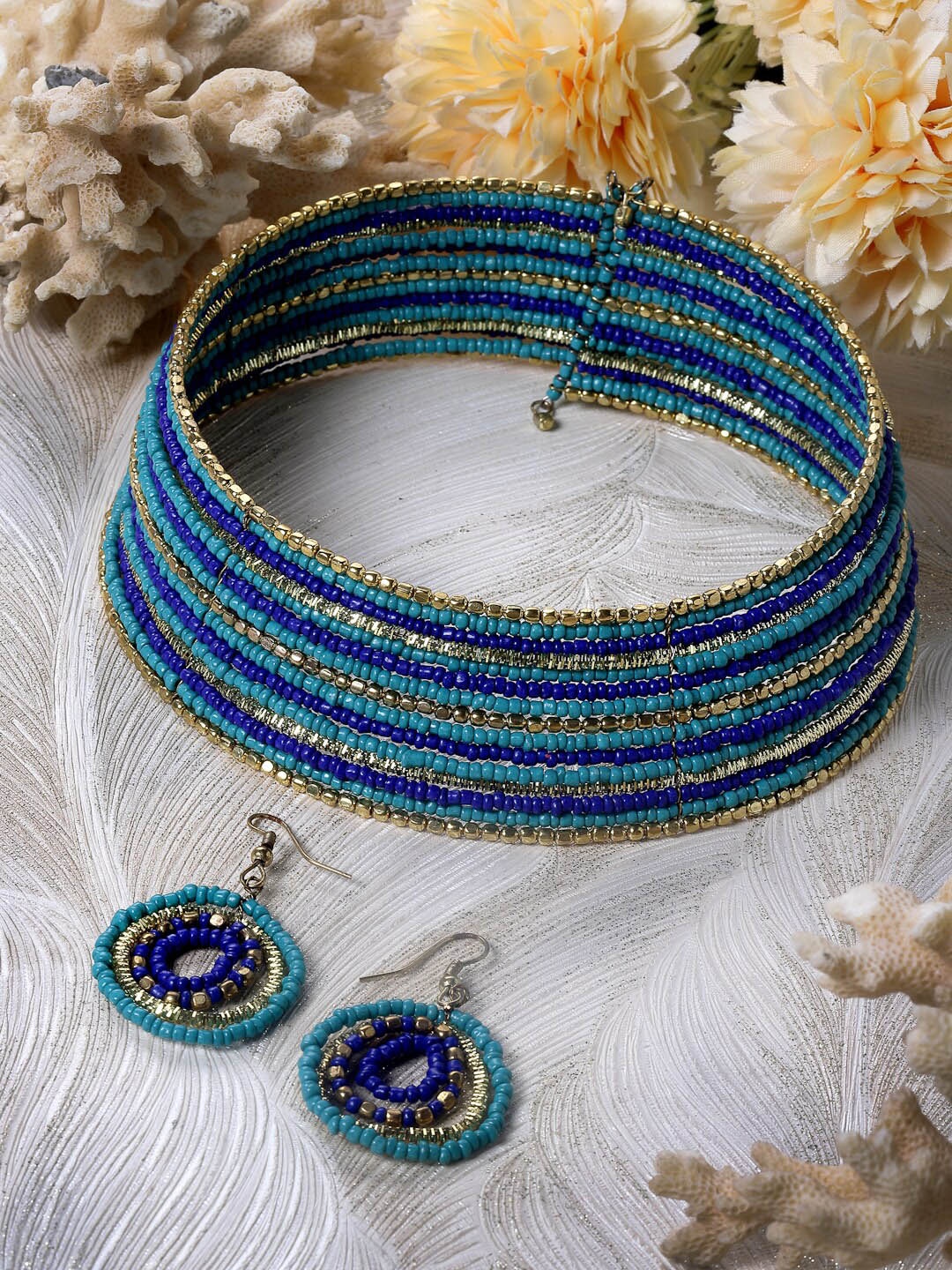 

Moedbuille Gold-Plated Beaded Layered Jewellery Set