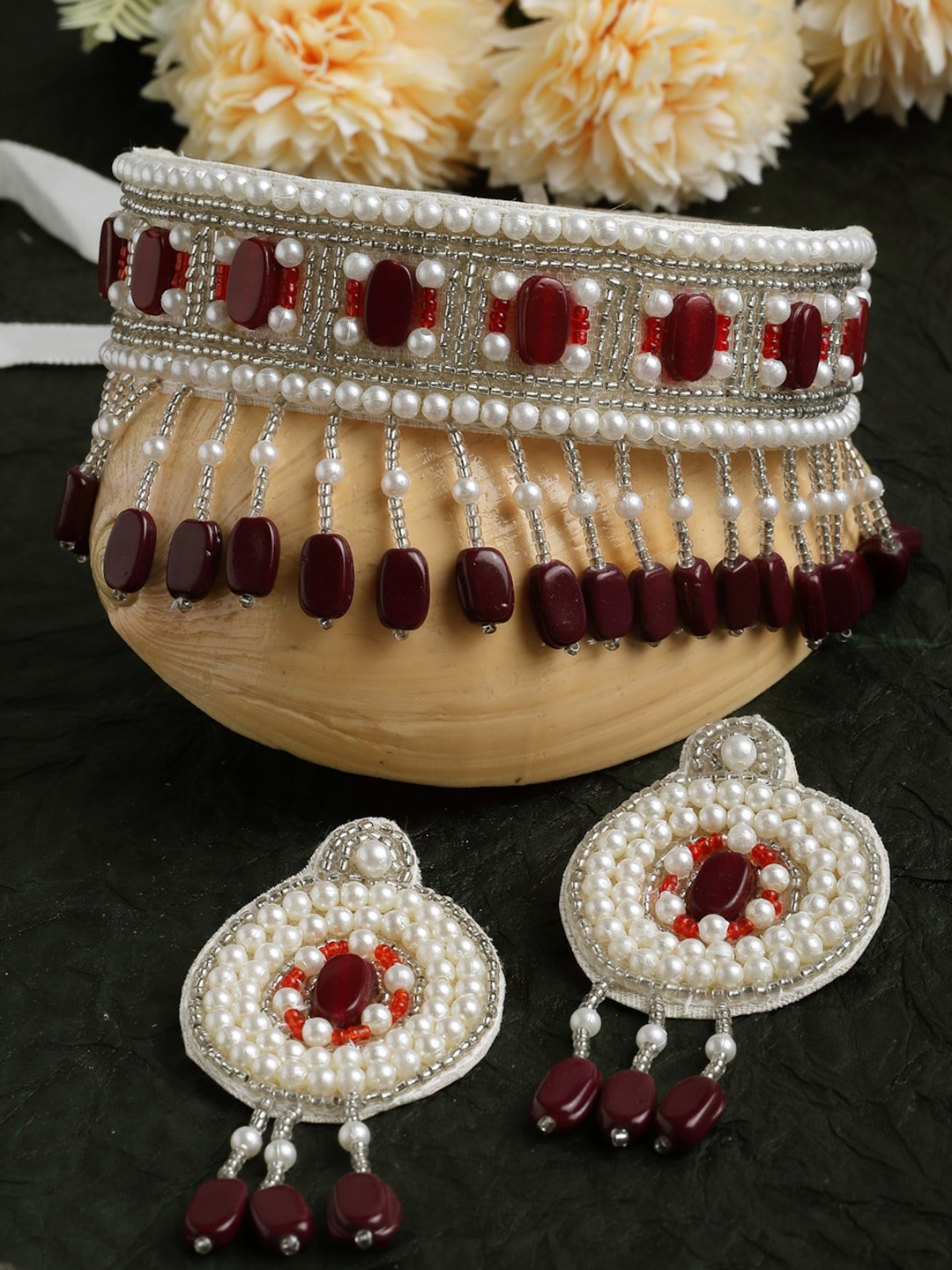 

Moedbuille Silver-Plated Pearl Beaded Jewellery Set