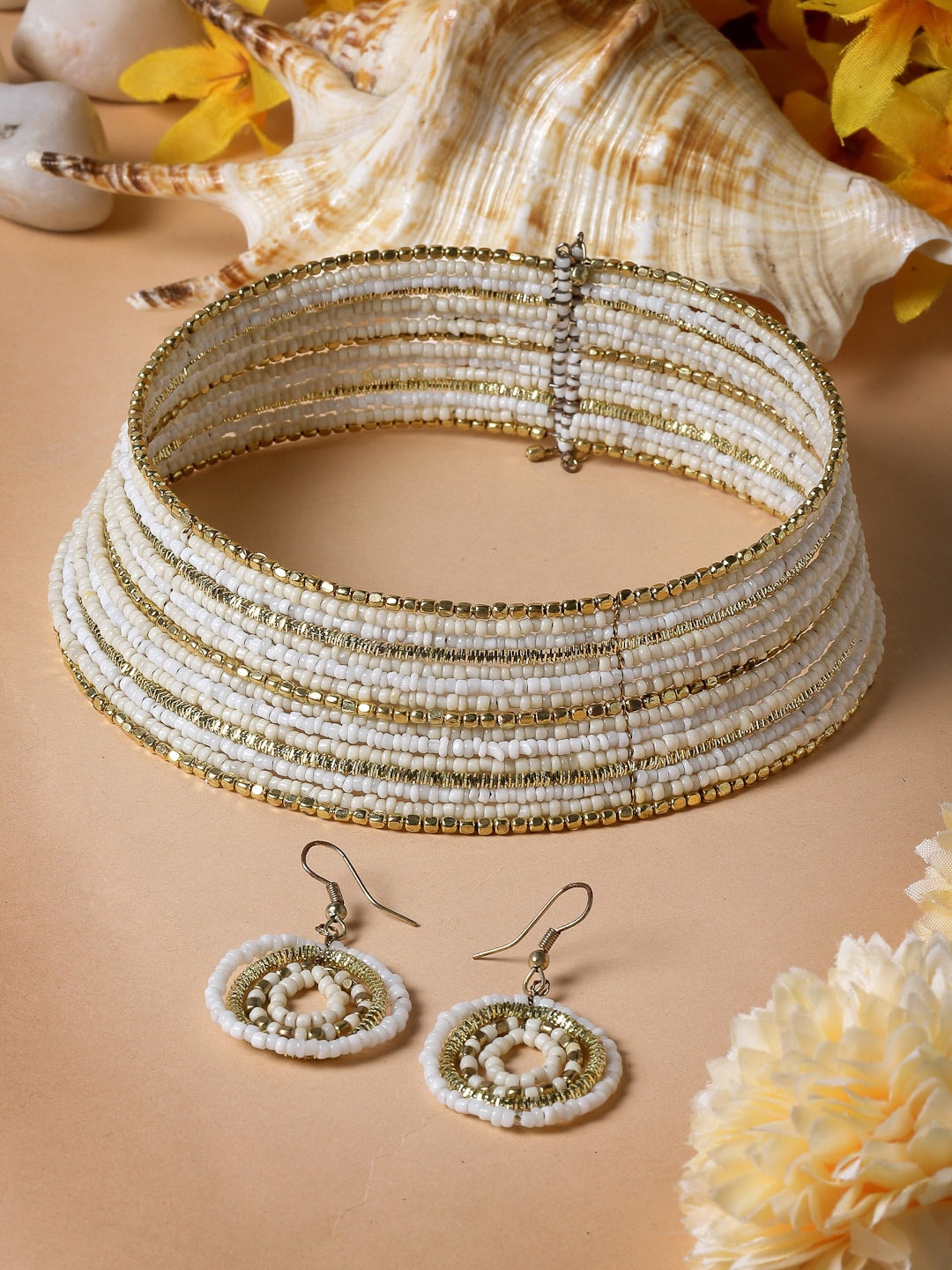 

Moedbuille Gold-Plated Beaded Afghan Layered Jewellery Set