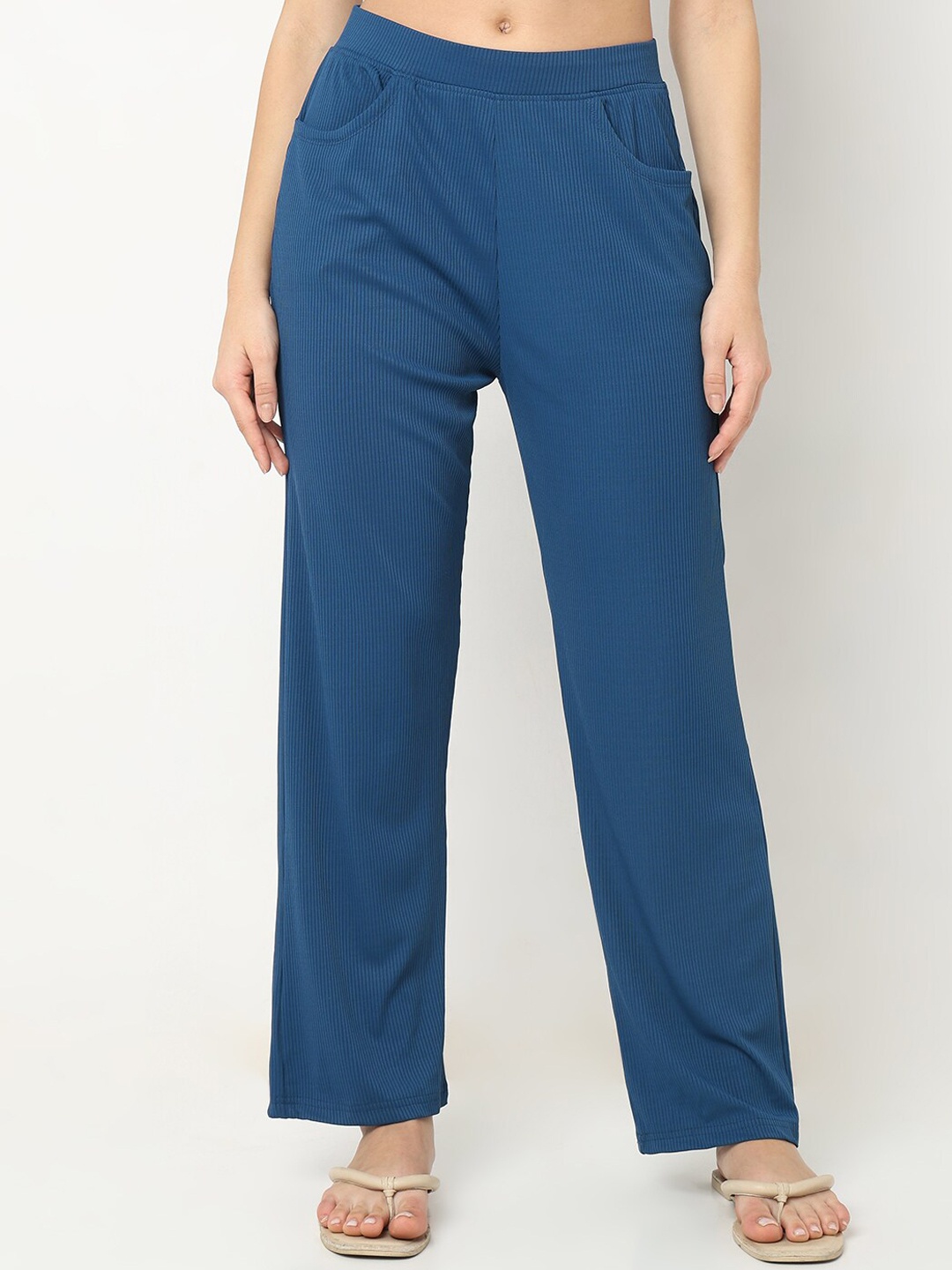 

Smarty Pants Women Ribbed Cotton Lounge Pant, Blue
