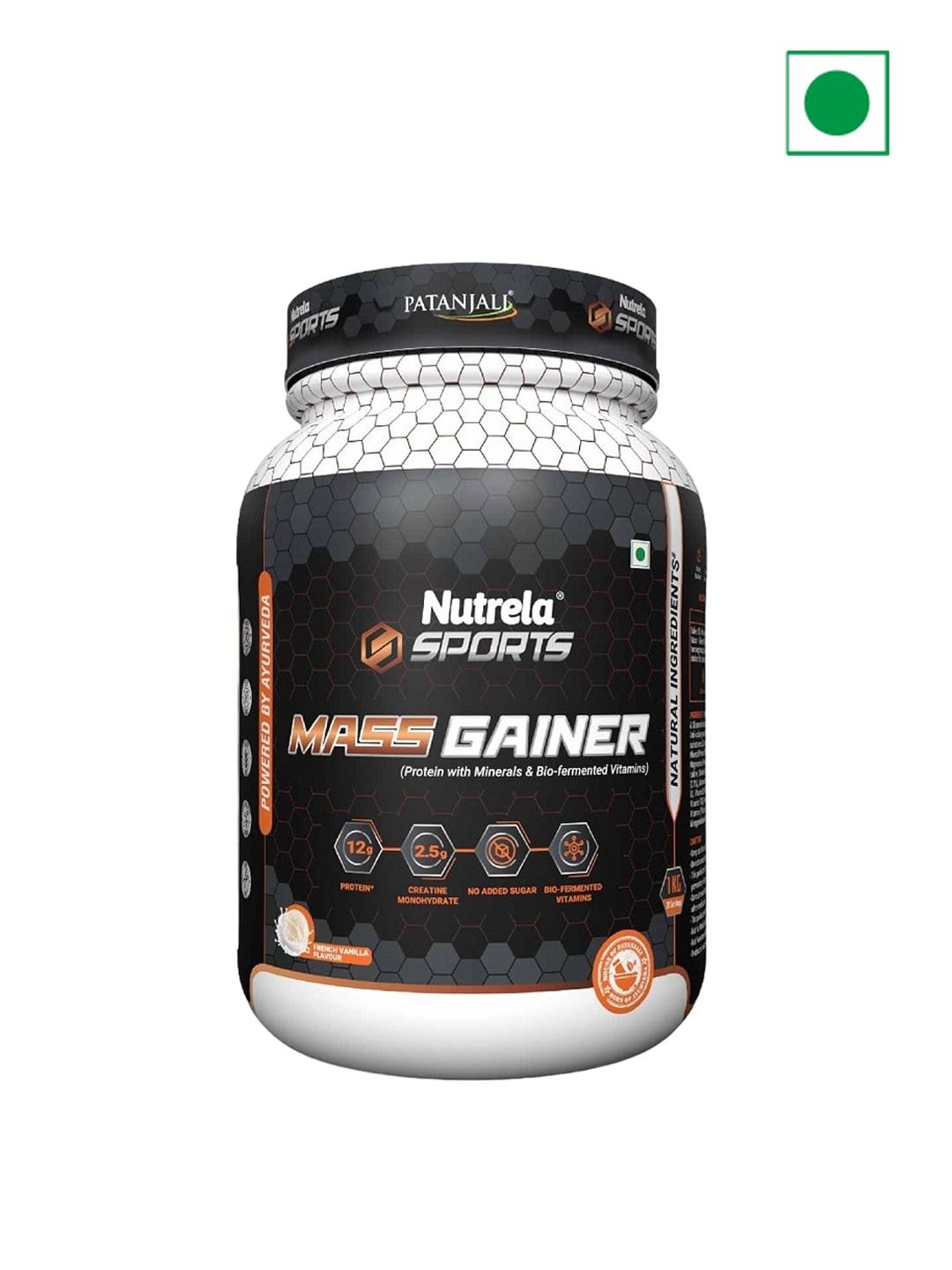 

NUTRELA Nutrela Sports Mass Gainer Supplement 1Kg - French Vanilla, Black