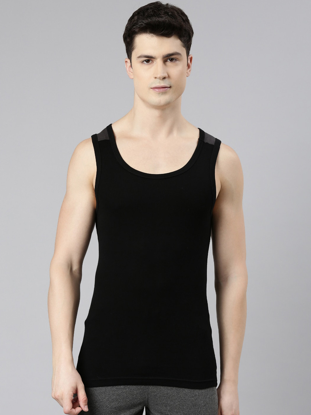 

FASO Sleeveless Cut & Sew Label Free Cotton Undershirt Innerwear Vests, Black
