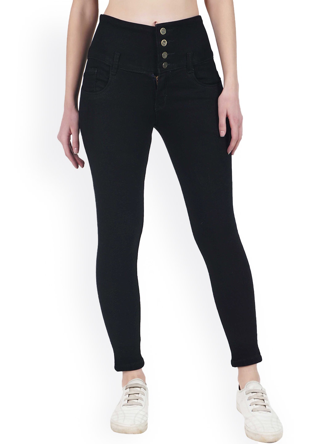 

MM-21 Women Jean Skinny Fit High-Rise Stretchable Cotton Jeans, Black