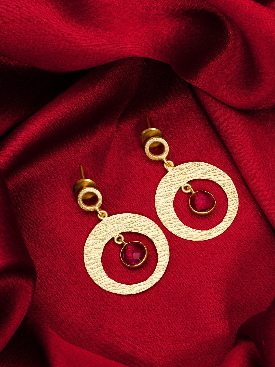 

aadita Gold-Plated Stone-Studded Drop Earrings