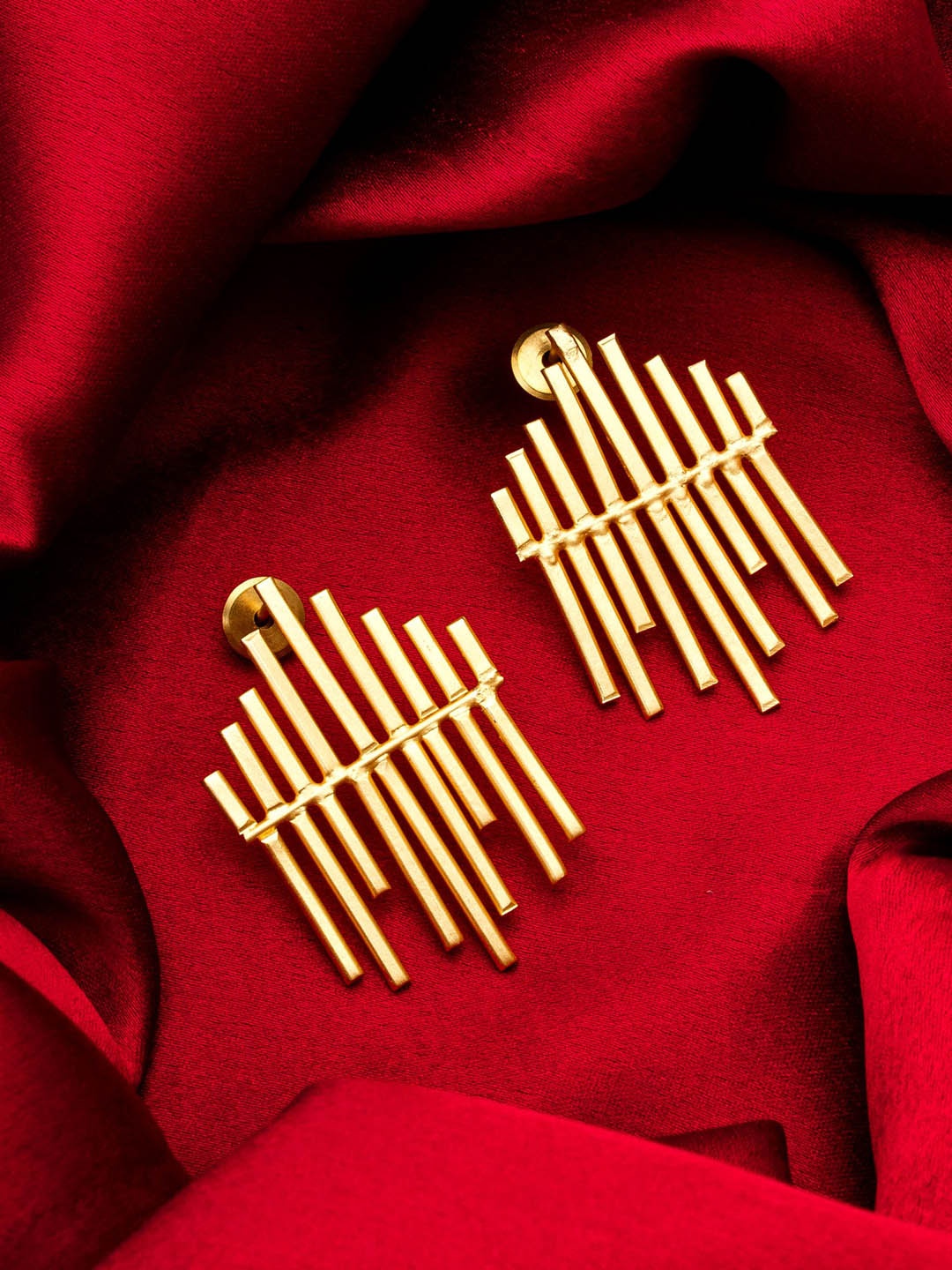 aadita Gold-Plated Contemporary Drop Earrings